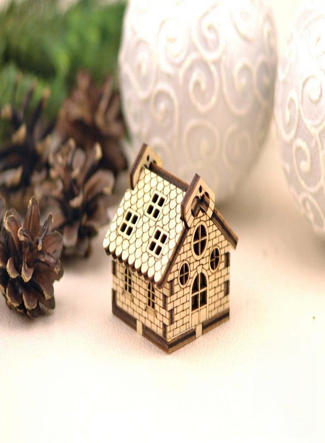 Raystar™ Wooden Miniature Cottage House Models, DIY Assembly Set of 6, Natural Wood, 3 x 3 x 3 CM - Image 2